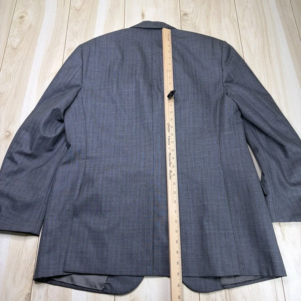 Brooks Brothers Golden Fleece Herringbone Pinstripe Gray Suit Mens 43R 40x28